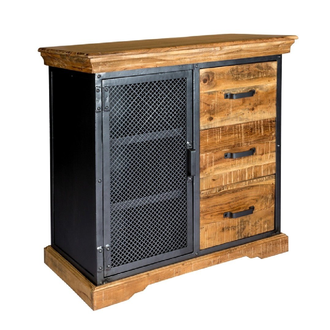 Metropolis Industrial 1 Door 3 Drawer Sideboard - Indian Hub