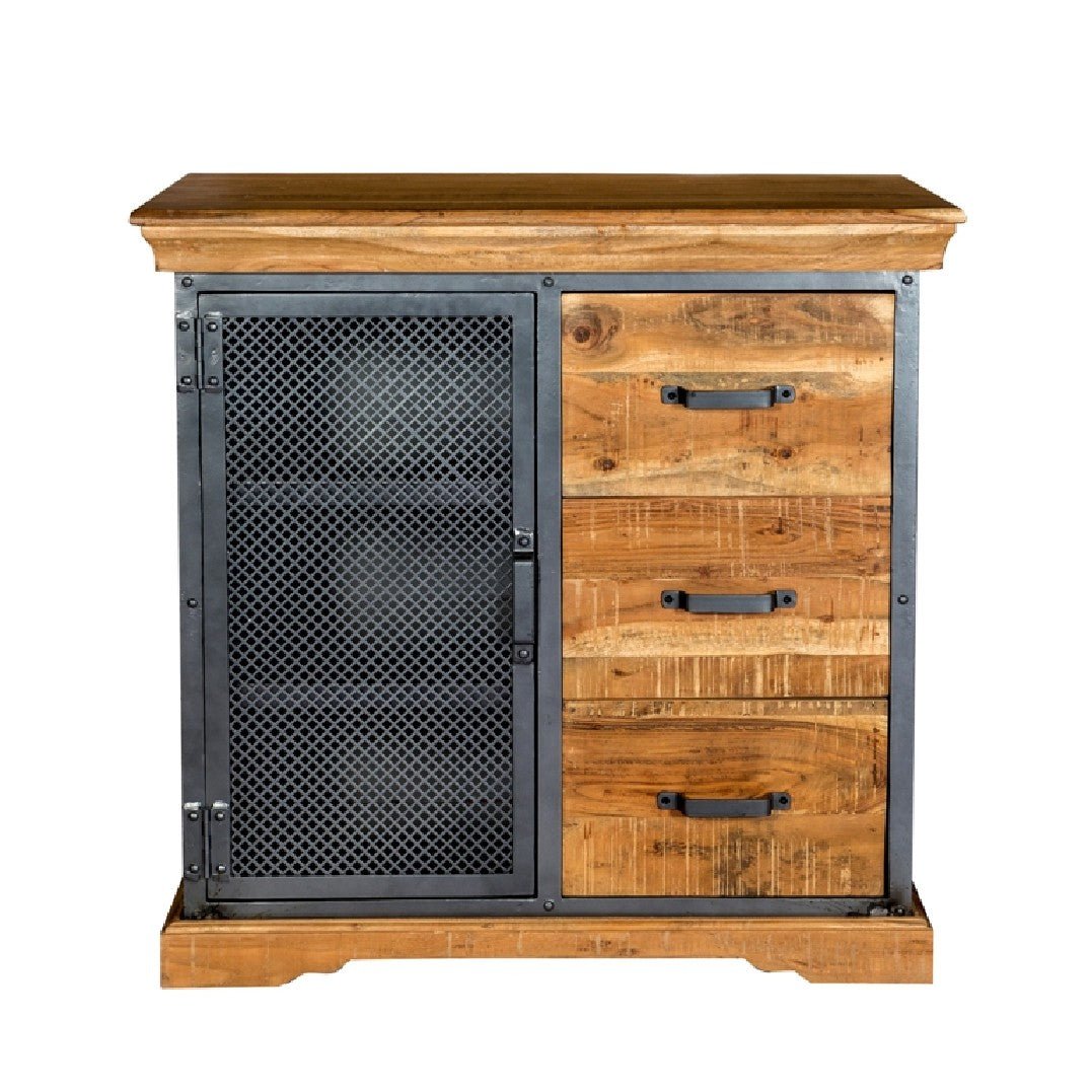 Metropolis Industrial 1 Door 3 Drawer Sideboard - Indian Hub