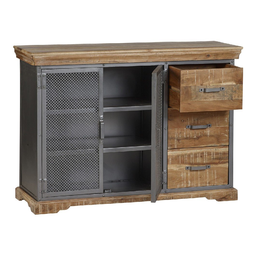 Metropolis Industrial 2 Door 3 Drawer Sideboard - Indian Hub