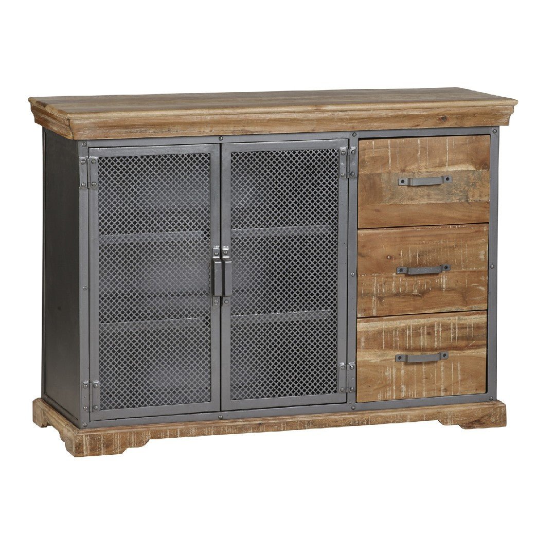 Metropolis Industrial 2 Door 3 Drawer Sideboard - Indian Hub