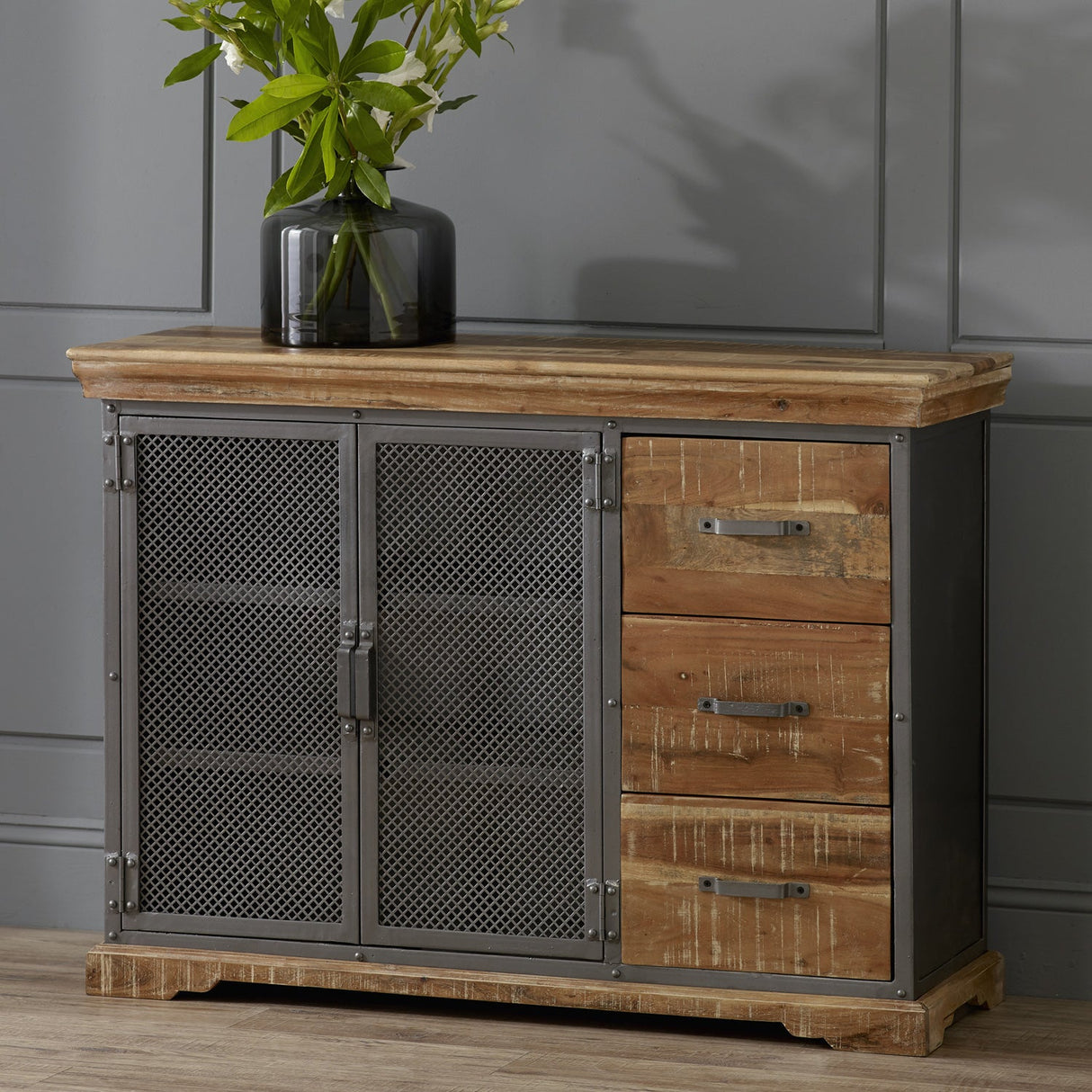 Metropolis Industrial 2 Door 3 Drawer Sideboard - Indian Hub