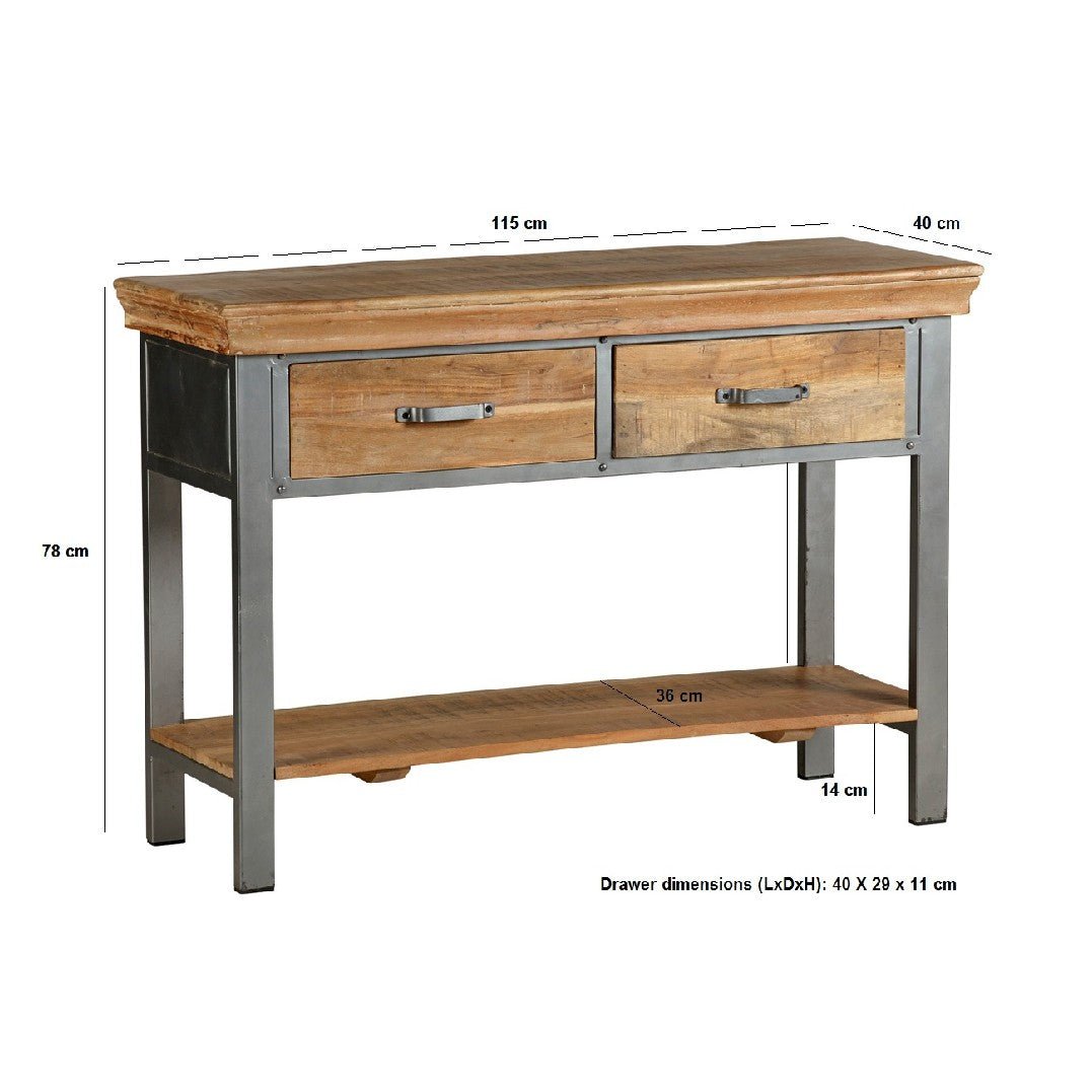 Metropolis Industrial 2 Drawer Console Table - Indian Hub