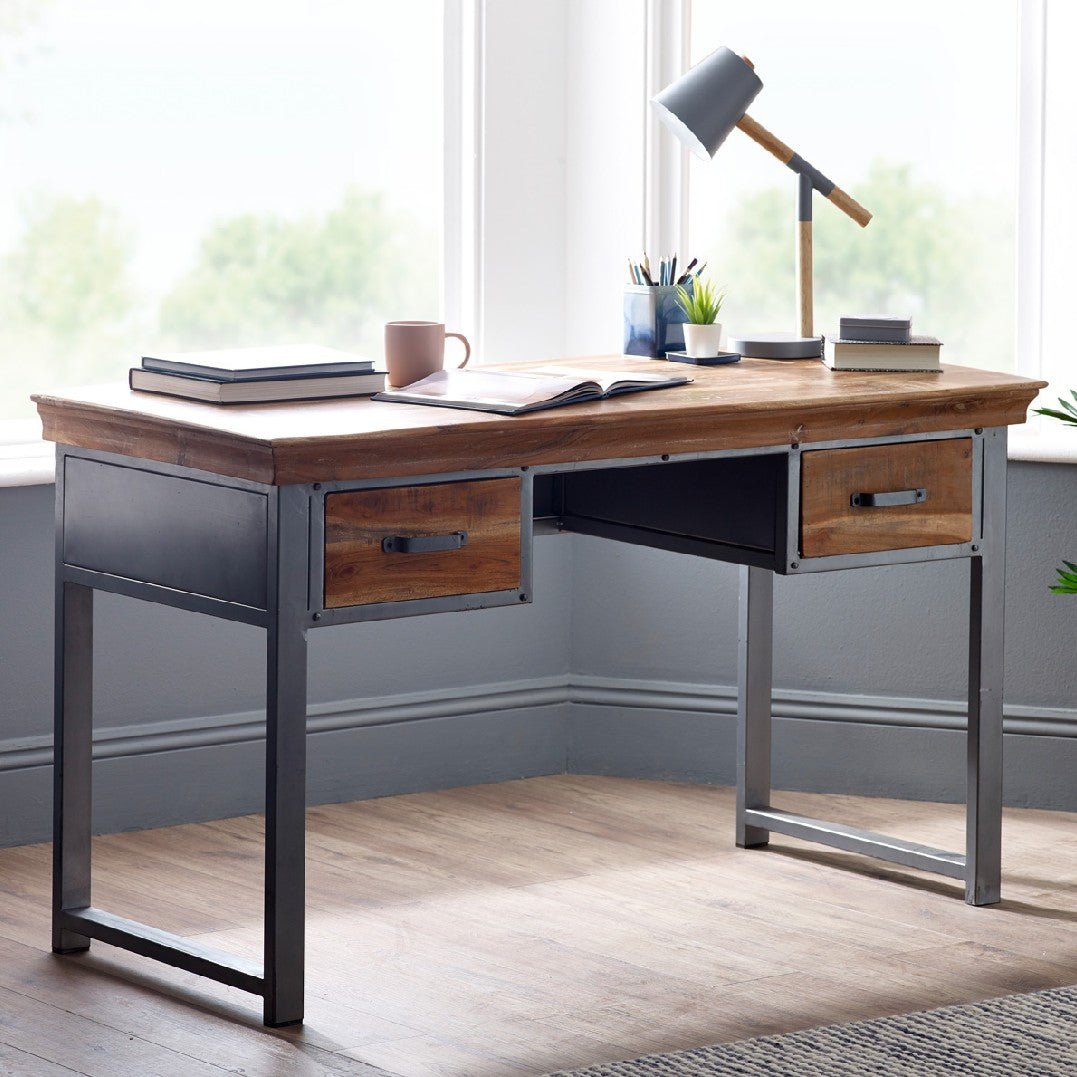 Metropolis Industrial 2 Drawer Desk - Indian Hub