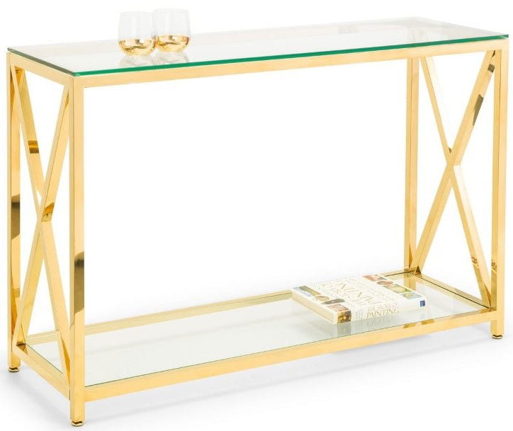 Miami Glass Top Console Table - Julian Bowen