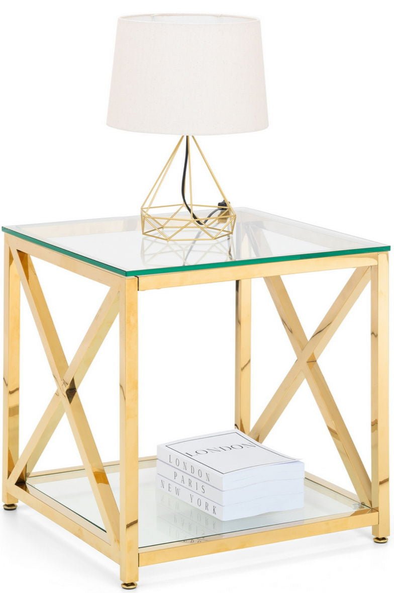 Miami Glass Top Lamp Table - Julian Bowen