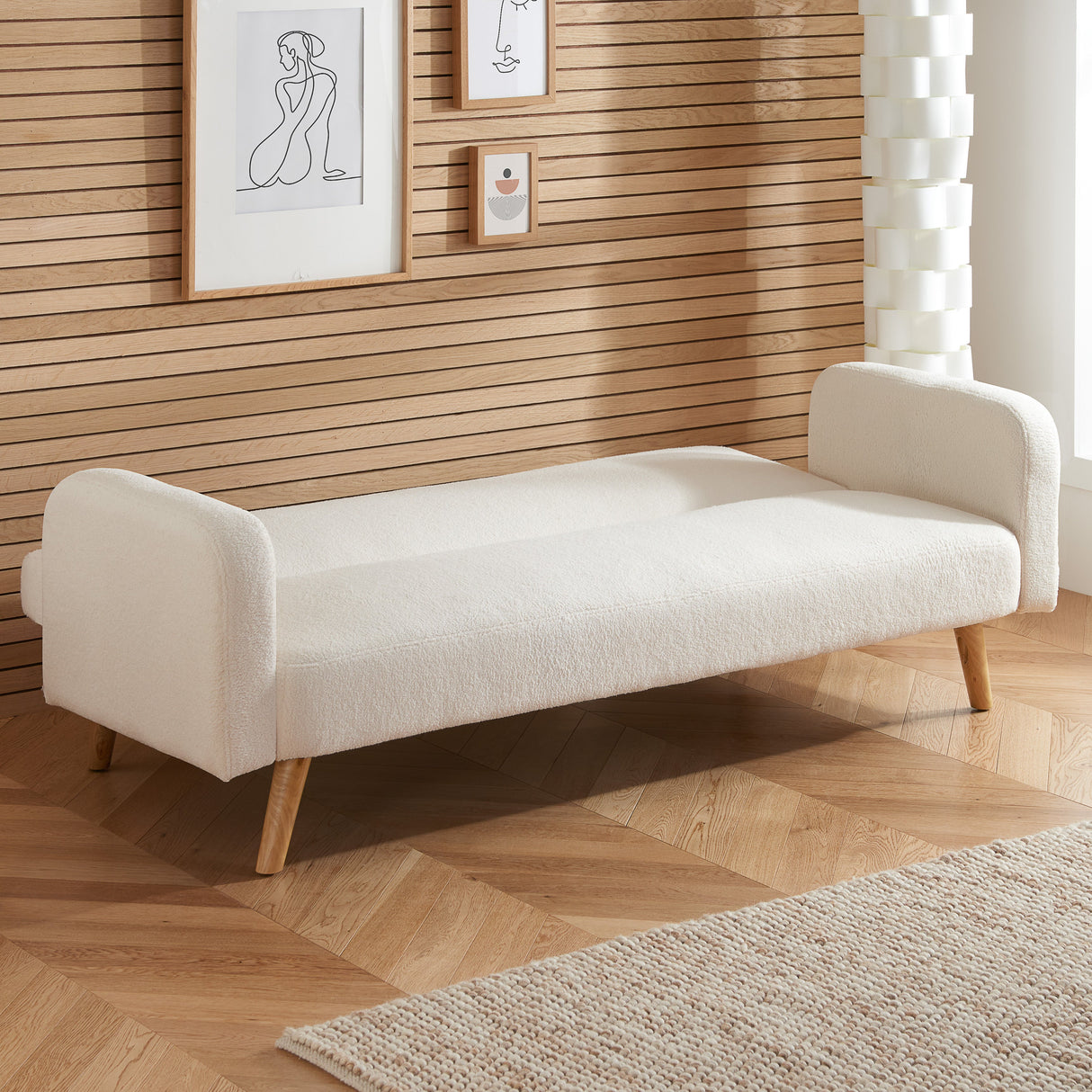 Micah Boucle Teddy Fabric Sofa Bed - Birlea