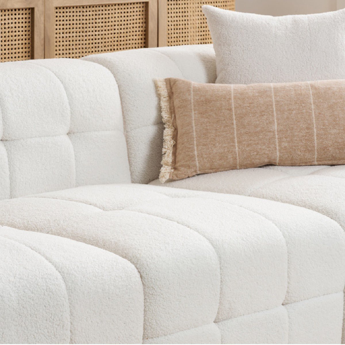 Milo Boucle 3 - Seater Sofa with Ottoman Footstool - Birlea