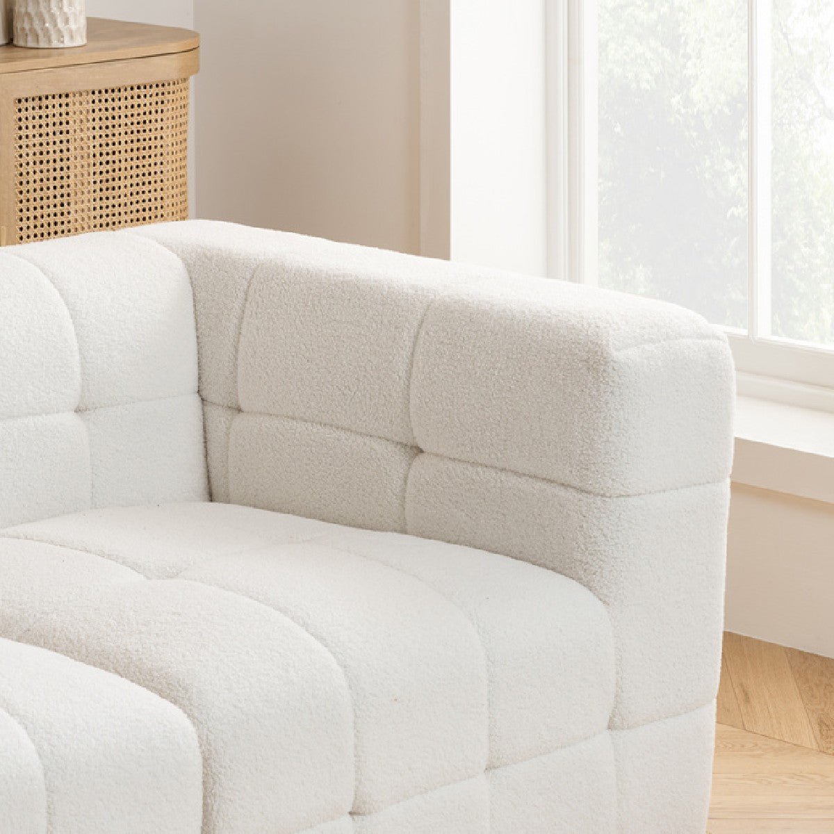 Milo Boucle 3 - Seater Sofa with Ottoman Footstool - Birlea