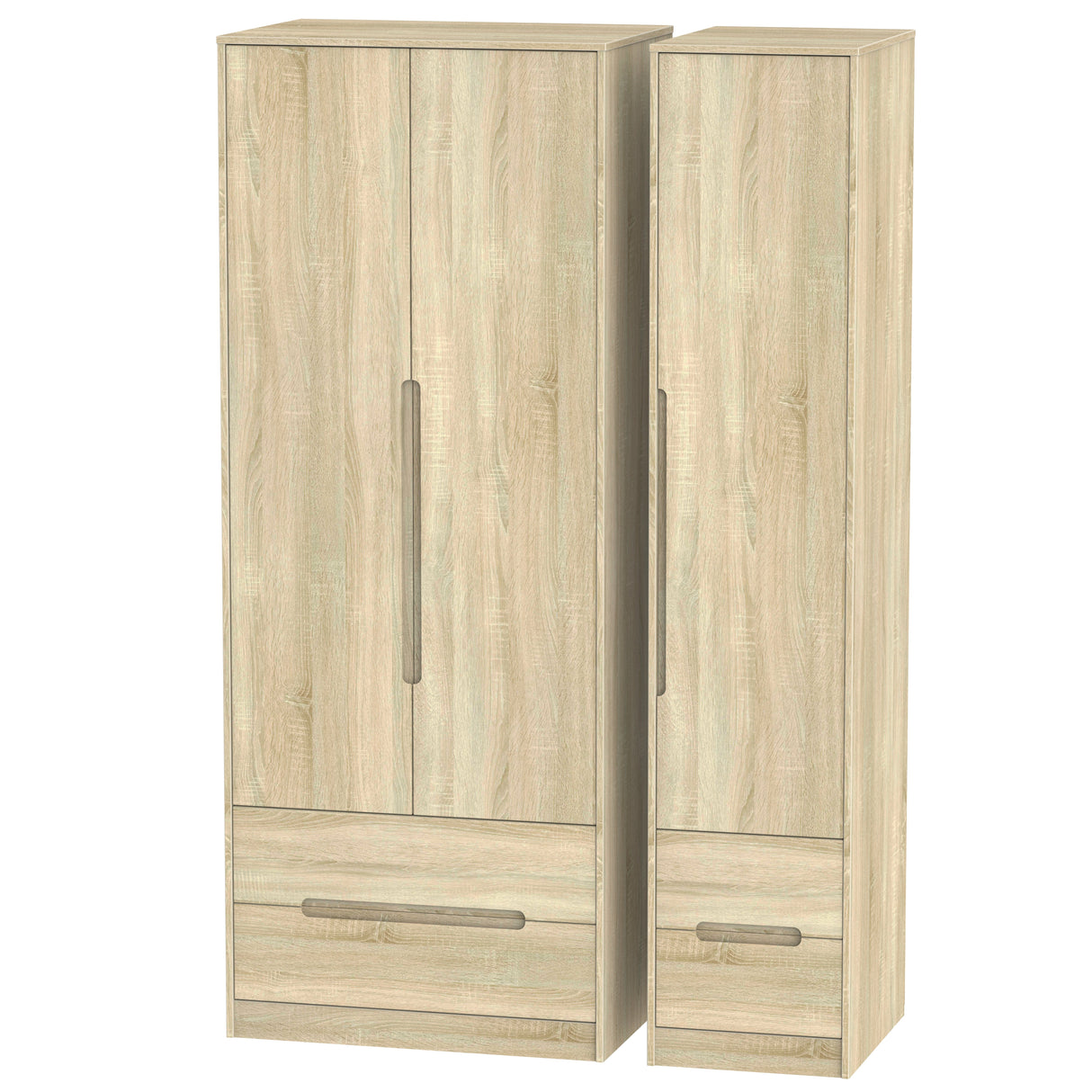 Monaco Triple Wardrobe (2, 2 Door 2 Drawer) - Welcome Furniture
