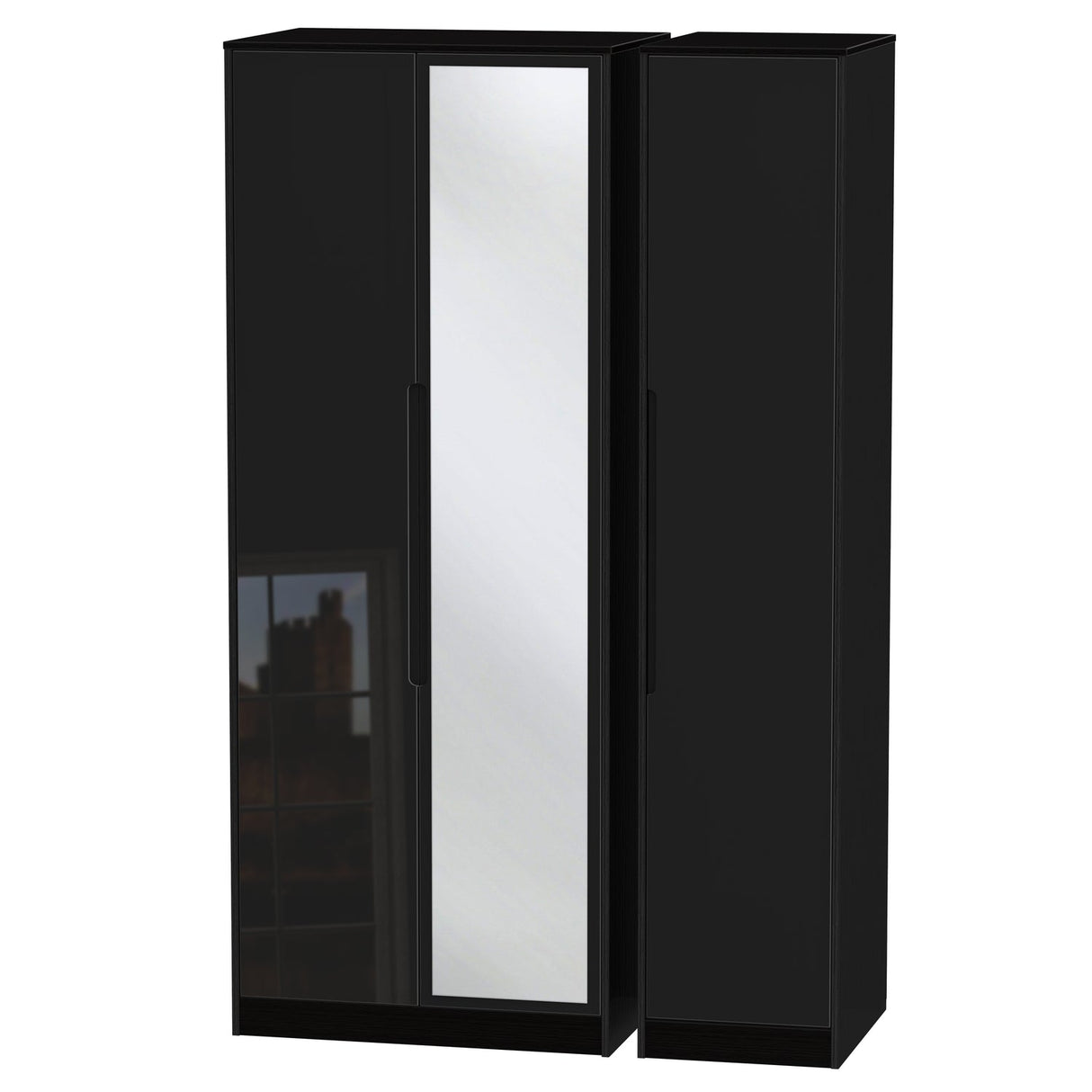 Monaco Triple Wardrobe (2 Door Mirrored and 1 Door) - Welcome Furniture