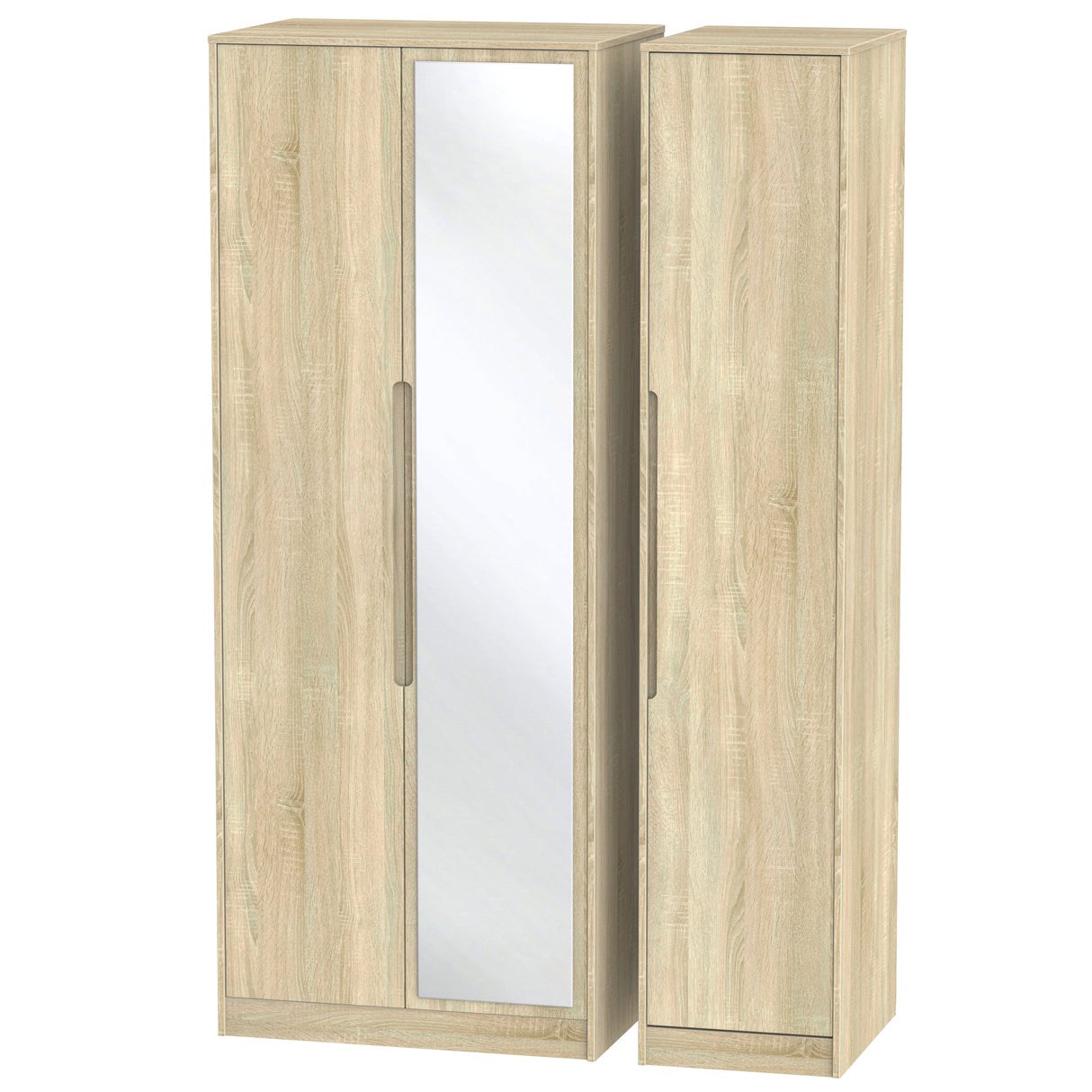 Monaco Triple Wardrobe (2 Door Mirrored and 1 Door) - Welcome Furniture