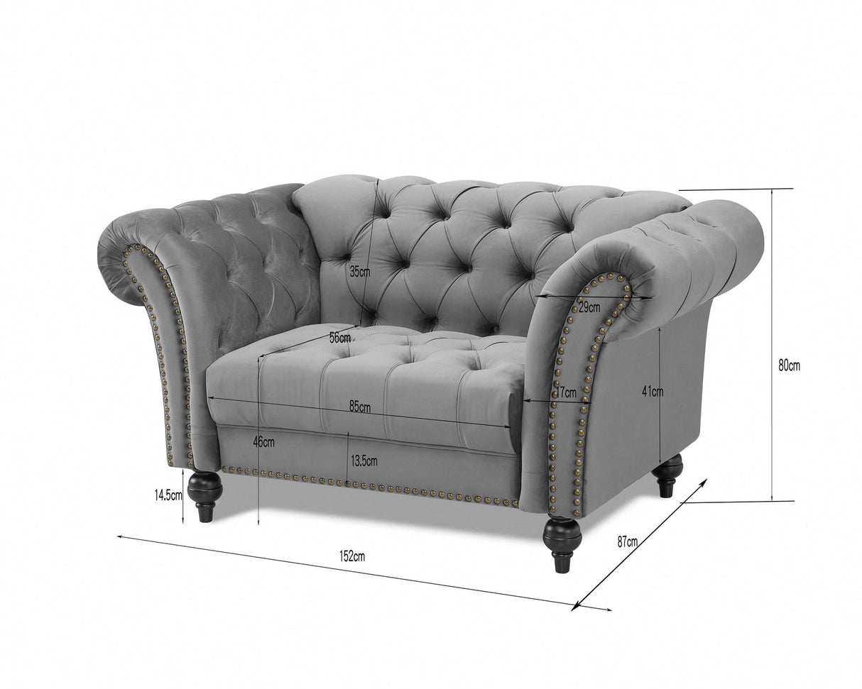 Monroe Curved Velvet 1.5 Seater Sofa - TGC