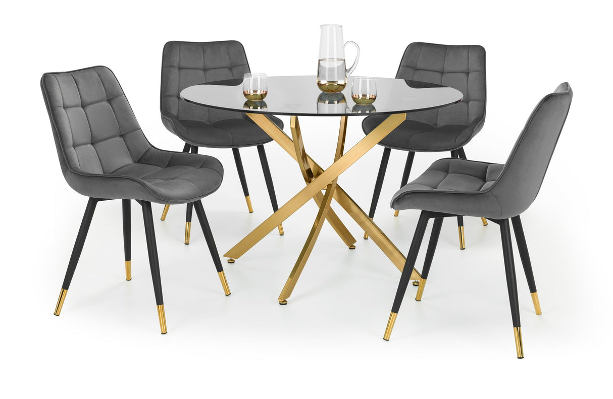Montero Round Table & 4 Hadid Dining Chairs - Julian Bowen