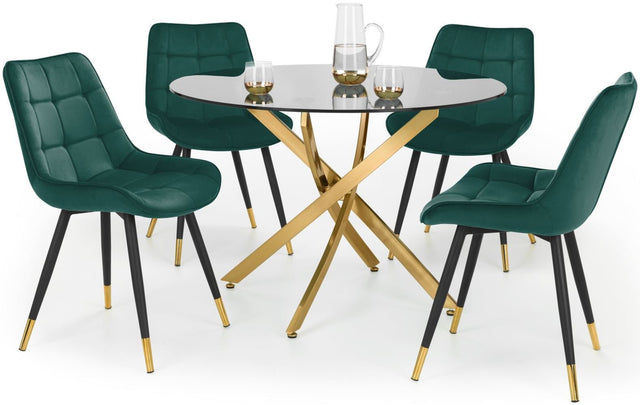 Montero Round Table & 4 Hadid Dining Chairs - Julian Bowen