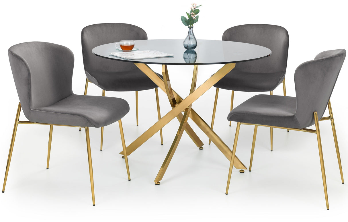 Montero Round Table & 4 Harper Chairs - Julian Bowen