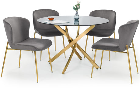 Montero Round Table & 4 Harper Chairs - Julian Bowen
