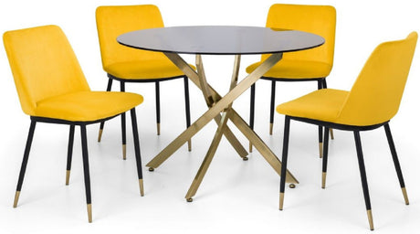 Montero Round Table with 4 Delaunay Velvet Chairs - Julian Bowen