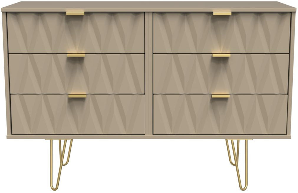 Diamond 6 Drawer Midi Chest with Gold Hairpin Legs