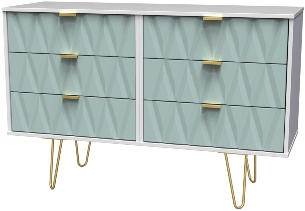Diamond 6 Drawer Midi Chest with Gold Hairpin Legs