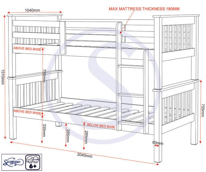 Neptune Single Bunk Bed 3ft - Seconique