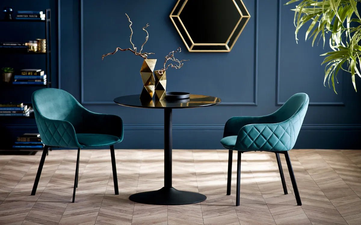 Nero 80cm Round Pedestal Dining Table - Julian Bowen