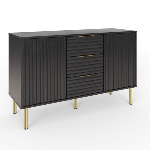 Nervata Black 2 Door 3 Drawer Sideboard with Gold Legs - GFW