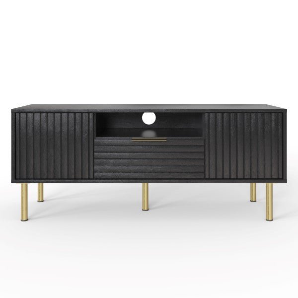 Nervata Black 2 Door TV Stand with Gold Legs - GFW