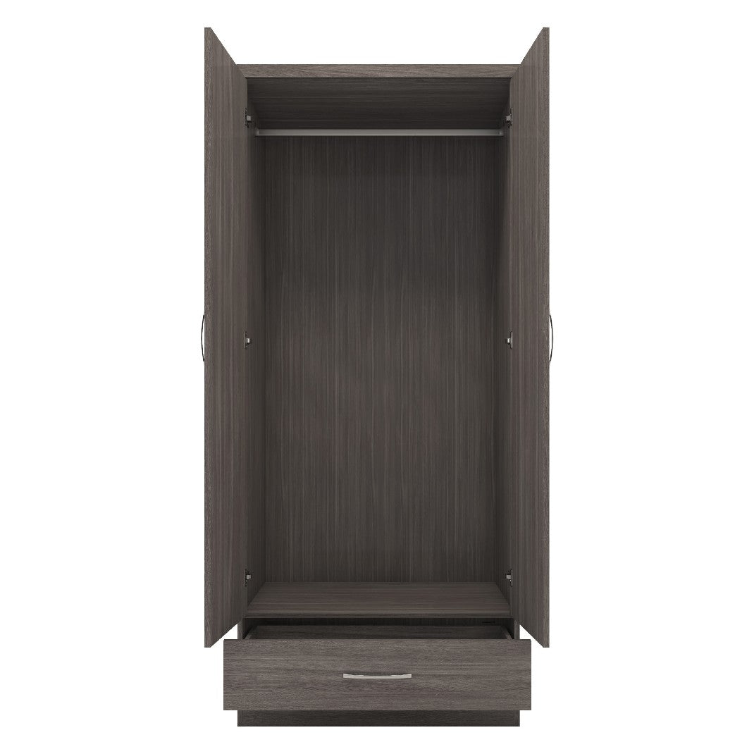 Nevada 2 Door 1 Drawer Mirrored Wardrobe - Seconique