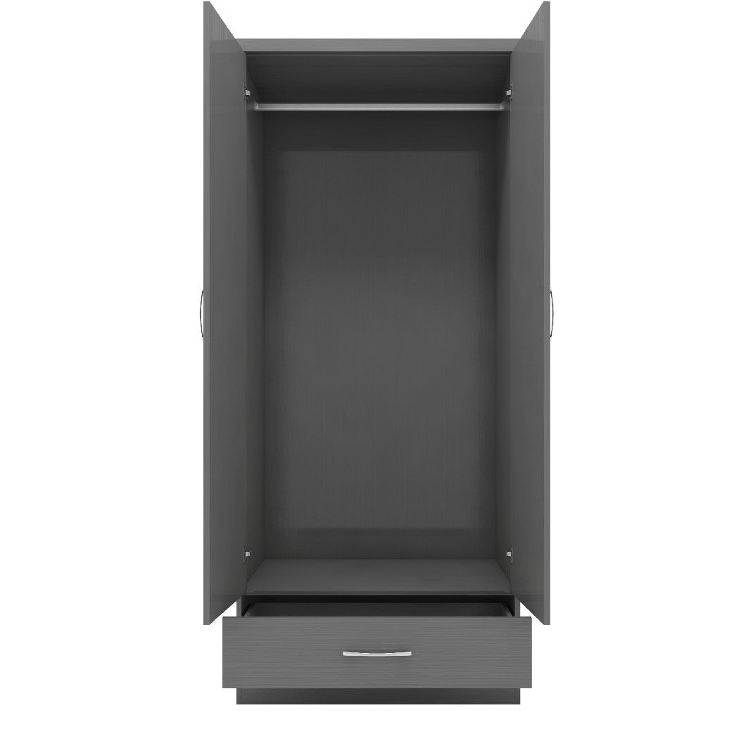 Nevada 2 Door 1 Drawer Mirrored Wardrobe - Seconique