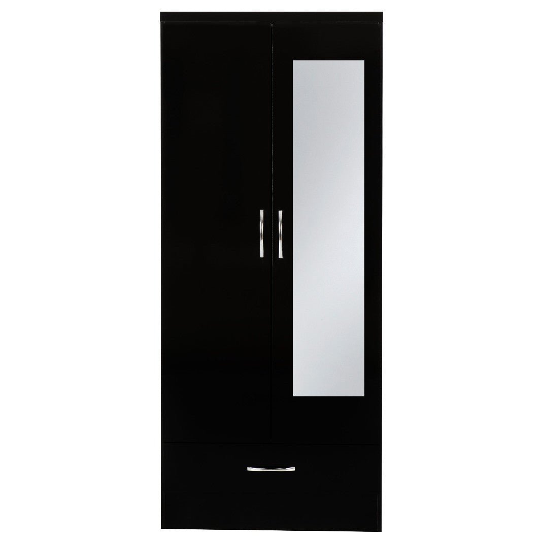 Nevada 2 Door 1 Drawer Mirrored Wardrobe - Seconique