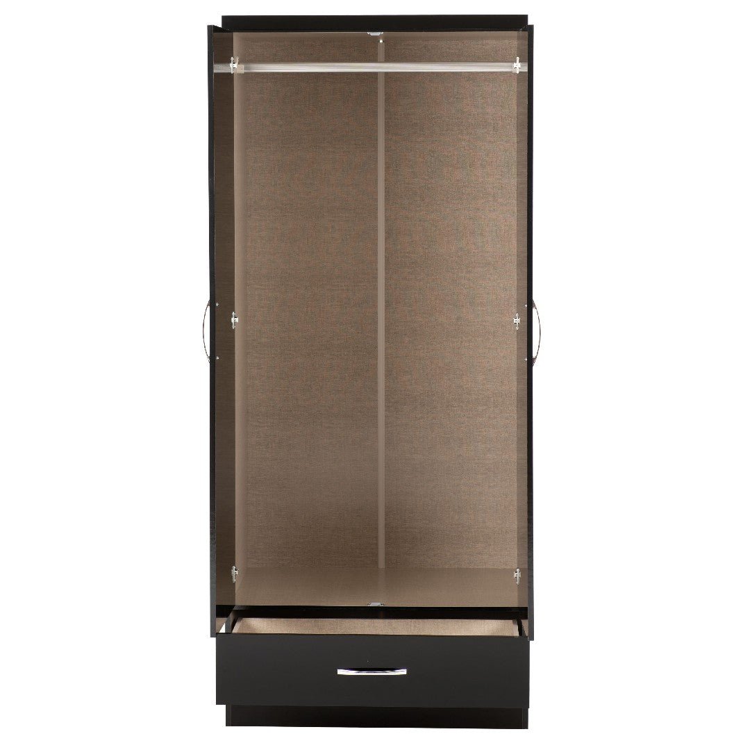 Nevada 2 Door 1 Drawer Mirrored Wardrobe - Seconique