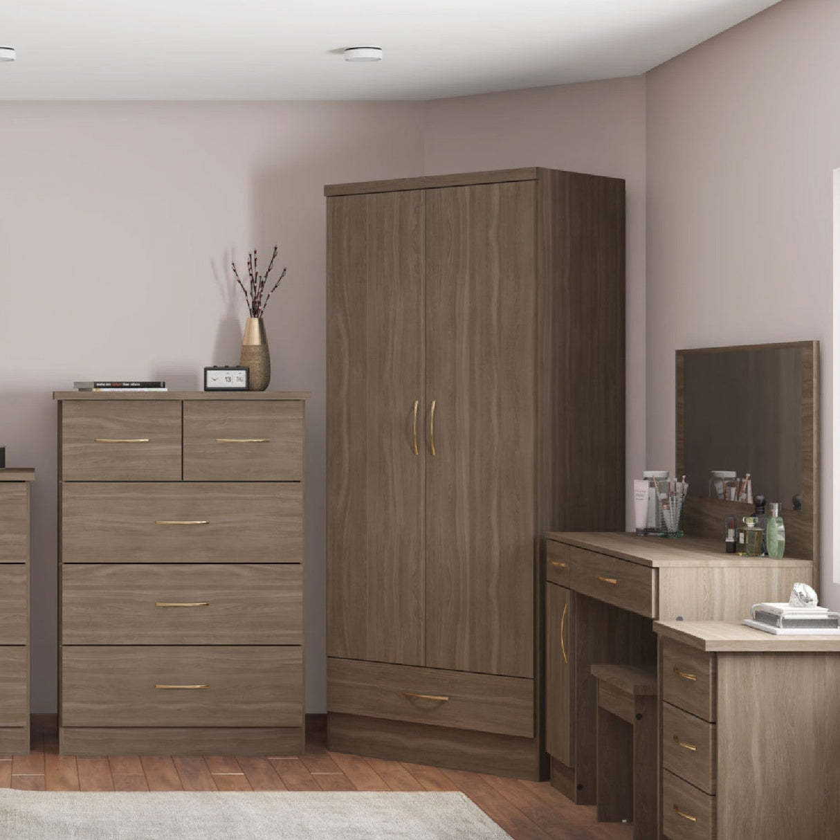 Nevada 2 Door 1 Drawer Wardrobe - Seconique