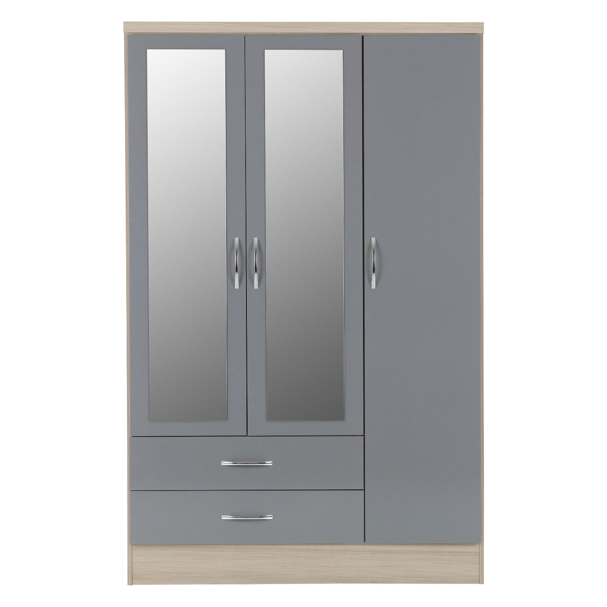 Nevada 3 Door 2 Drawer Mirrored Wardrobe - Seconique