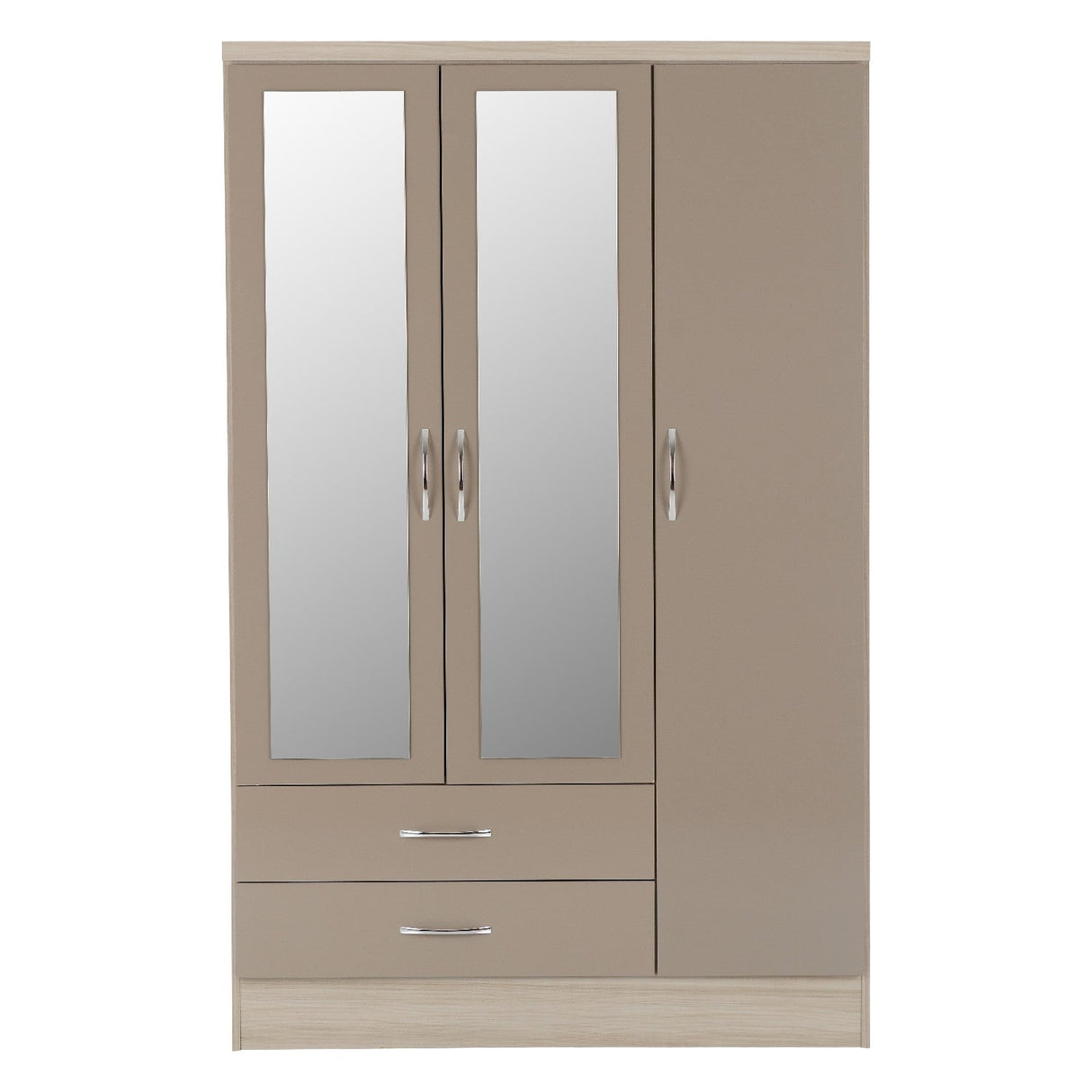 Nevada 3 Door 2 Drawer Mirrored Wardrobe - Seconique