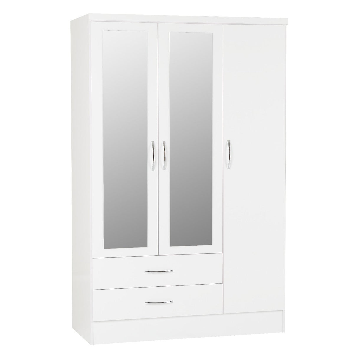 Nevada 3 Door 2 Drawer Mirrored Wardrobe - Seconique