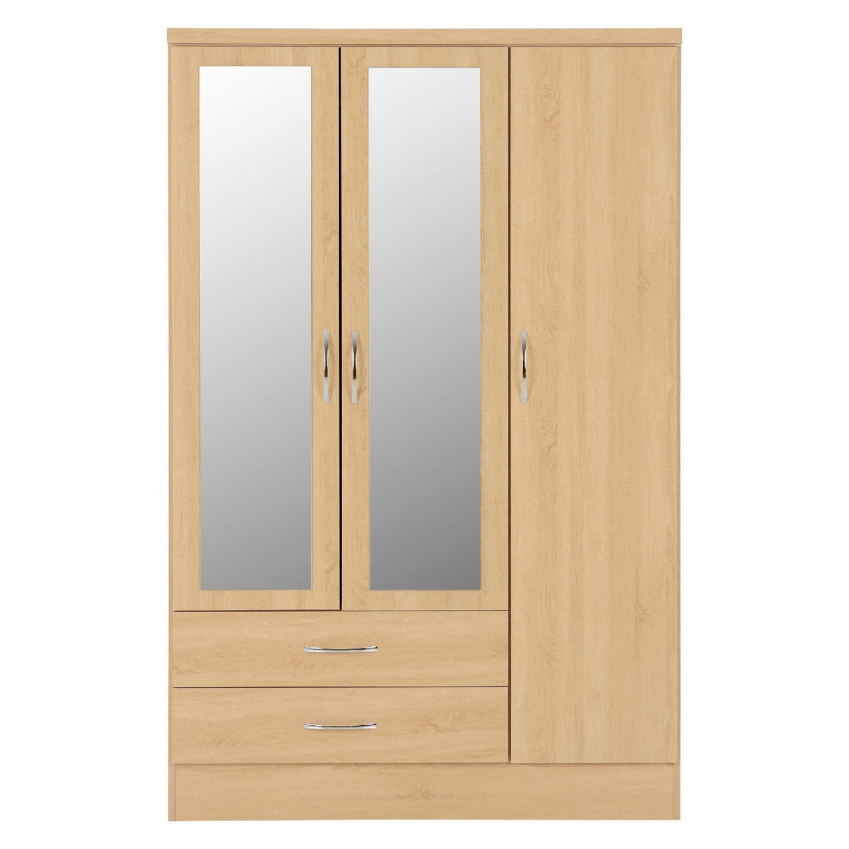 Nevada 3 Door 2 Drawer Mirrored Wardrobe - Seconique