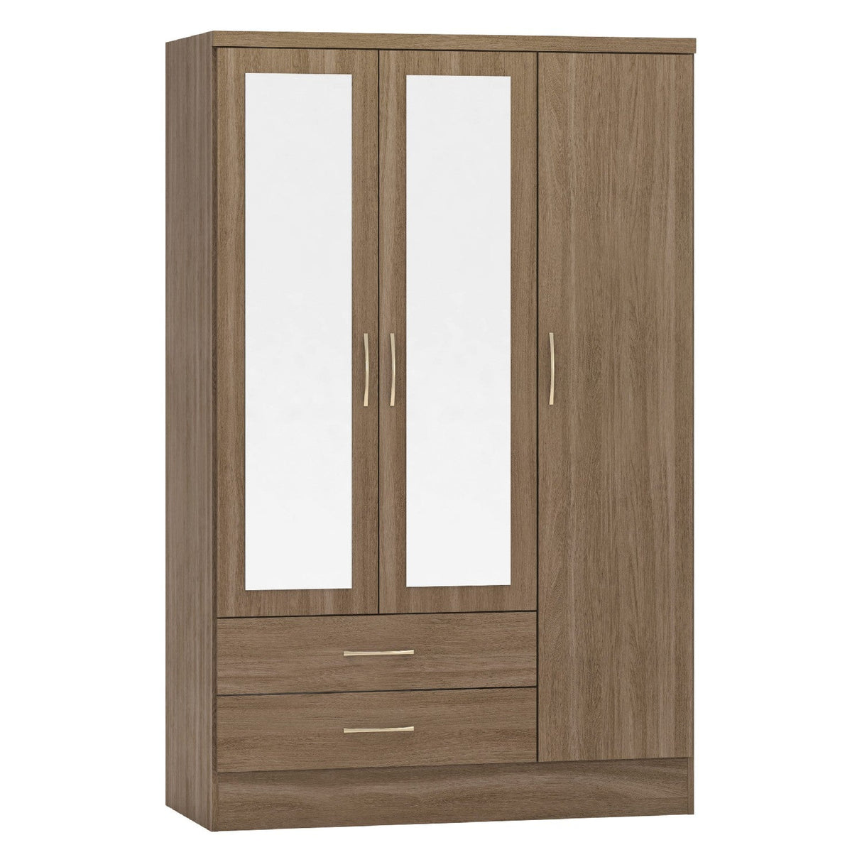 Nevada 3 Door 2 Drawer Mirrored Wardrobe - Seconique