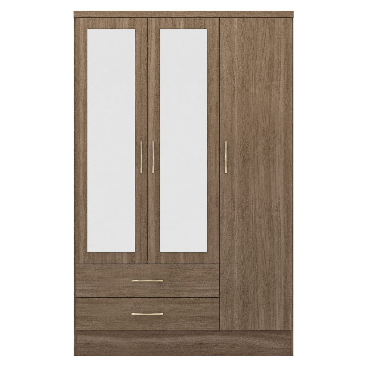Nevada 3 Door 2 Drawer Mirrored Wardrobe - Seconique