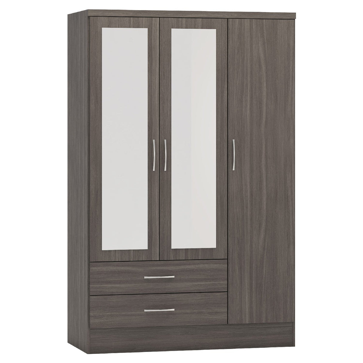Nevada 3 Door 2 Drawer Mirrored Wardrobe - Seconique