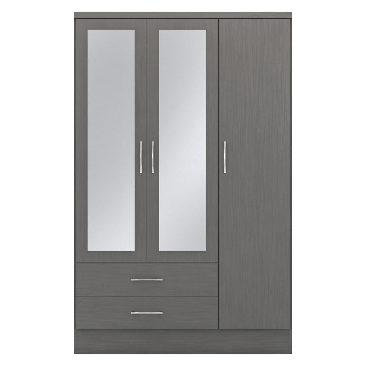 Nevada 3 Door 2 Drawer Mirrored Wardrobe - Seconique