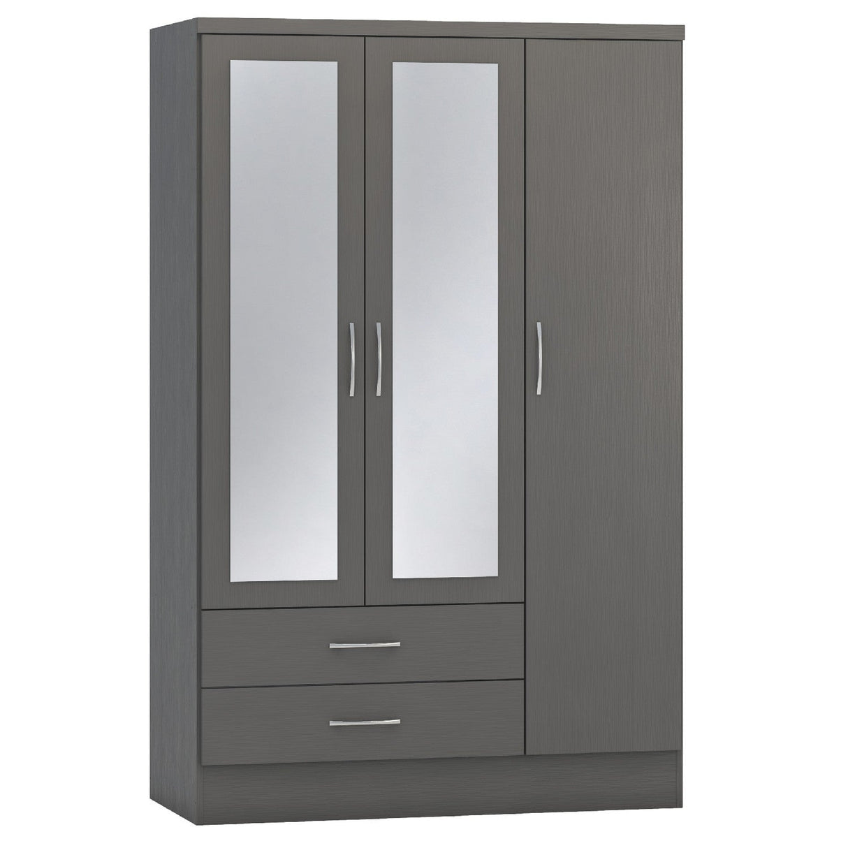 Nevada 3 Door 2 Drawer Mirrored Wardrobe - Seconique