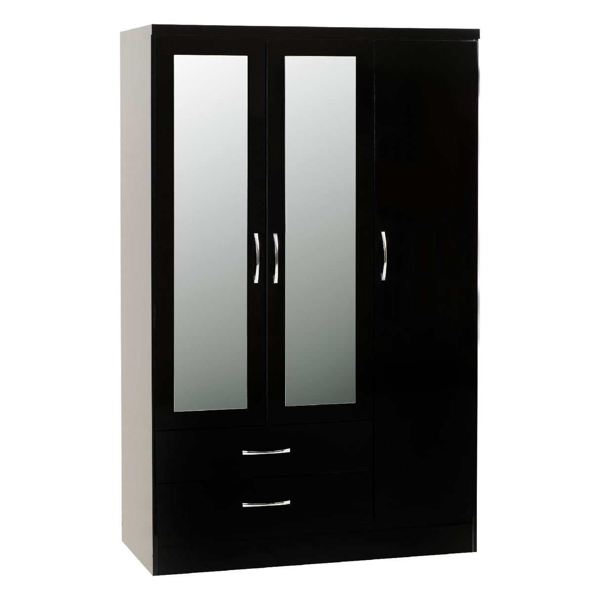 Nevada 3 Door 2 Drawer Mirrored Wardrobe - Seconique