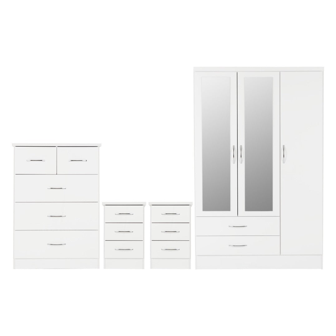 Nevada 3 Door Wardrobe 4 Piece Bedroom Set - Seconique