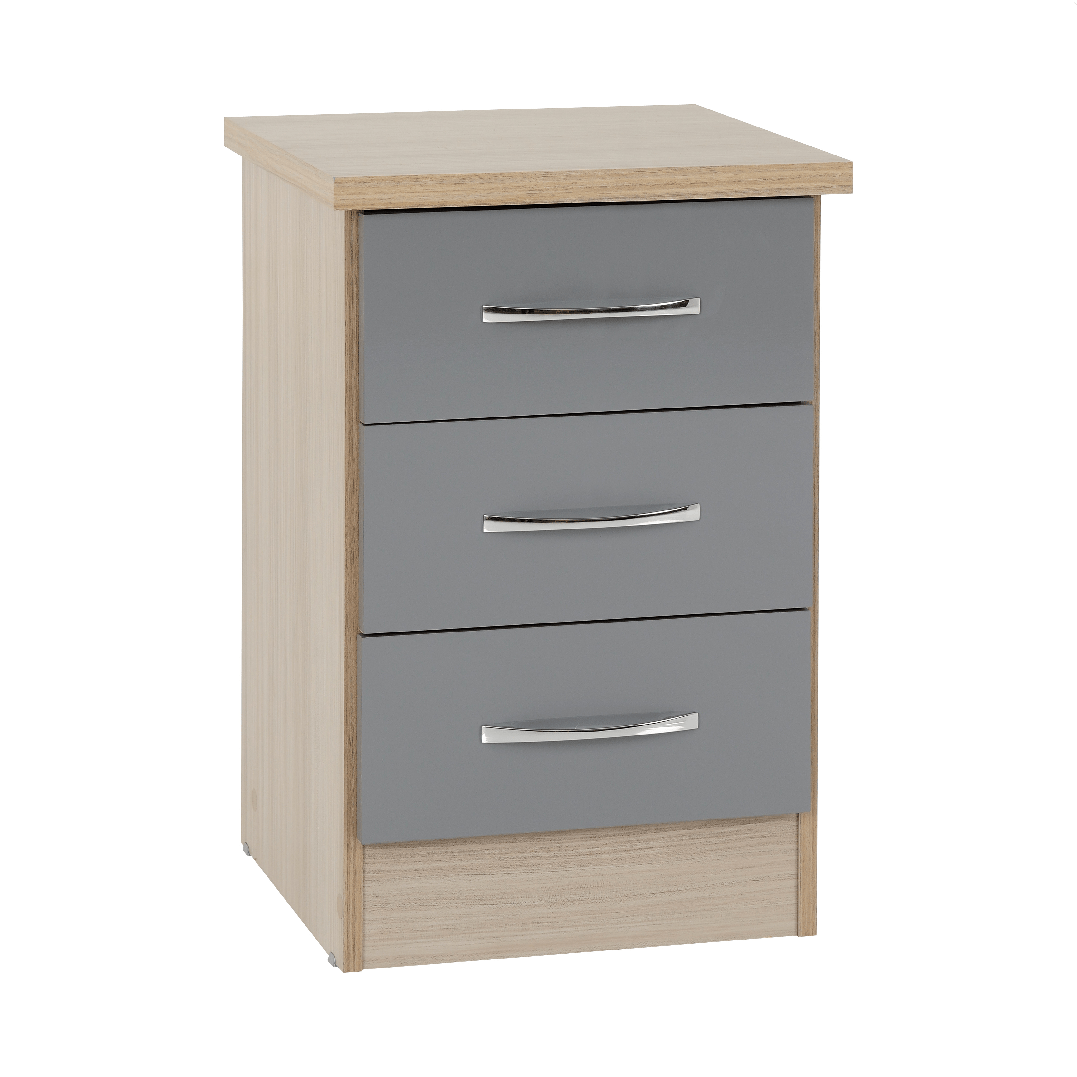 Nevada 3 Drawer Bedside Cabinet - Seconique