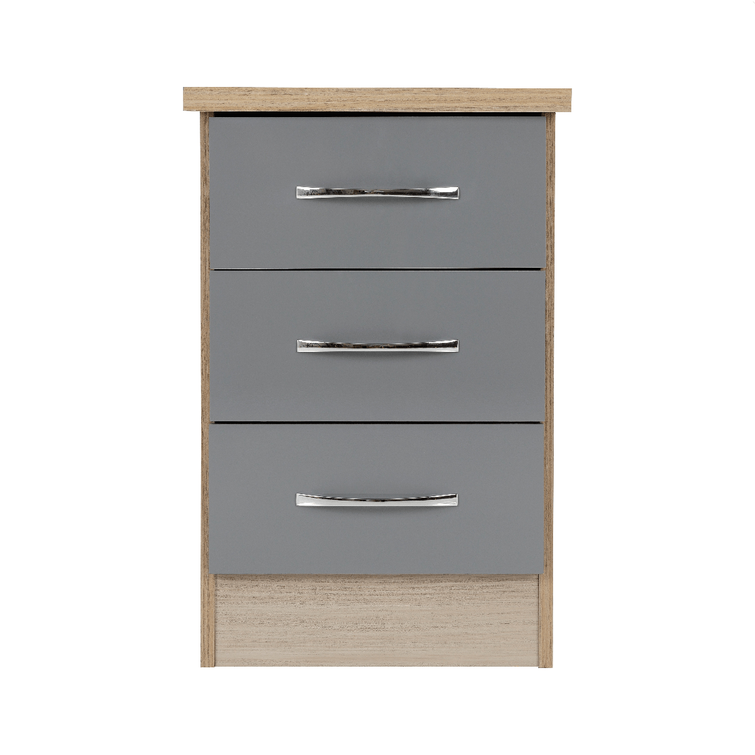 Nevada 3 Drawer Bedside Cabinet - Seconique