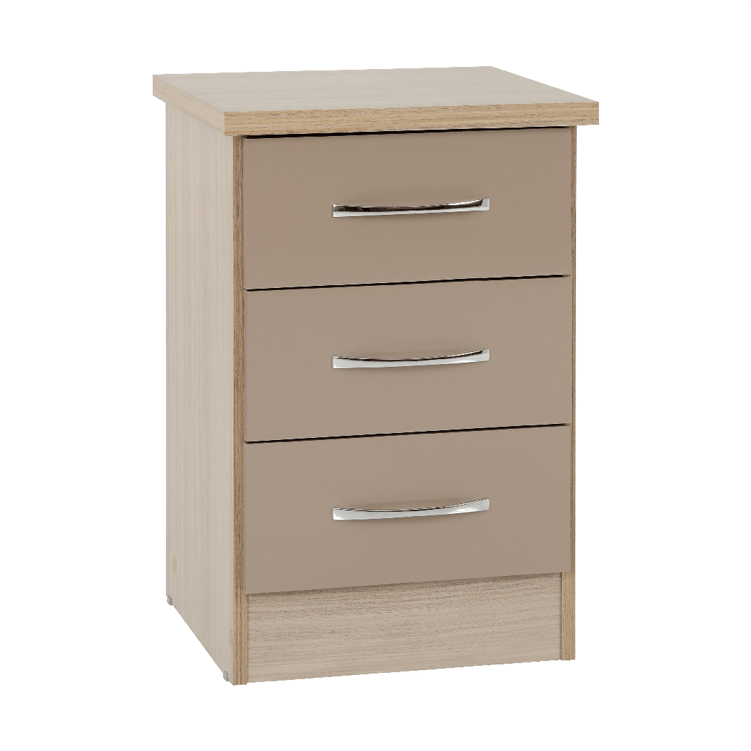 Nevada 3 Drawer Bedside Cabinet - Seconique