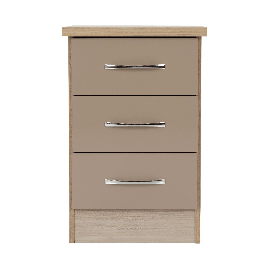 Nevada 3 Drawer Bedside Cabinet - Seconique
