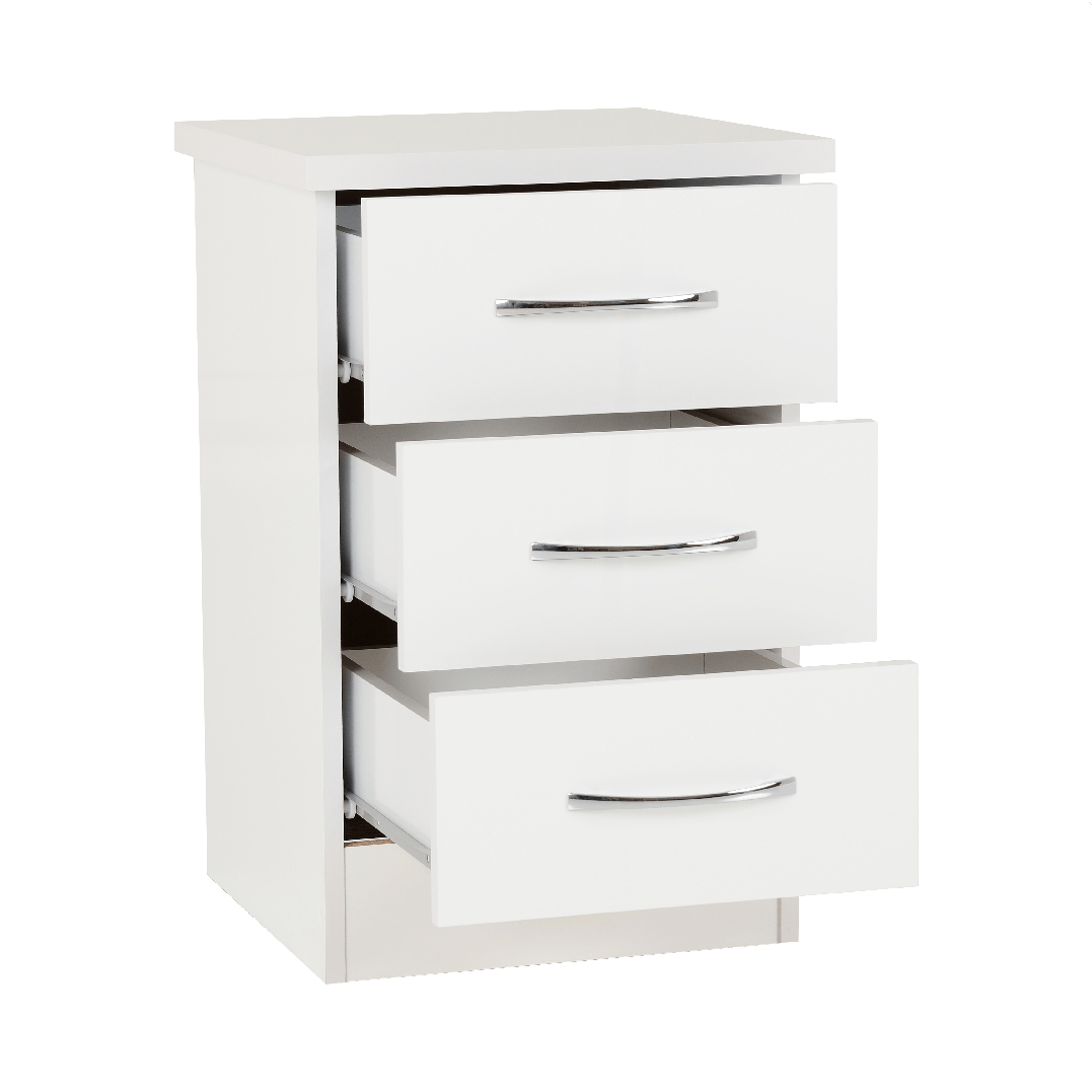 Nevada 3 Drawer Bedside Cabinet - Seconique
