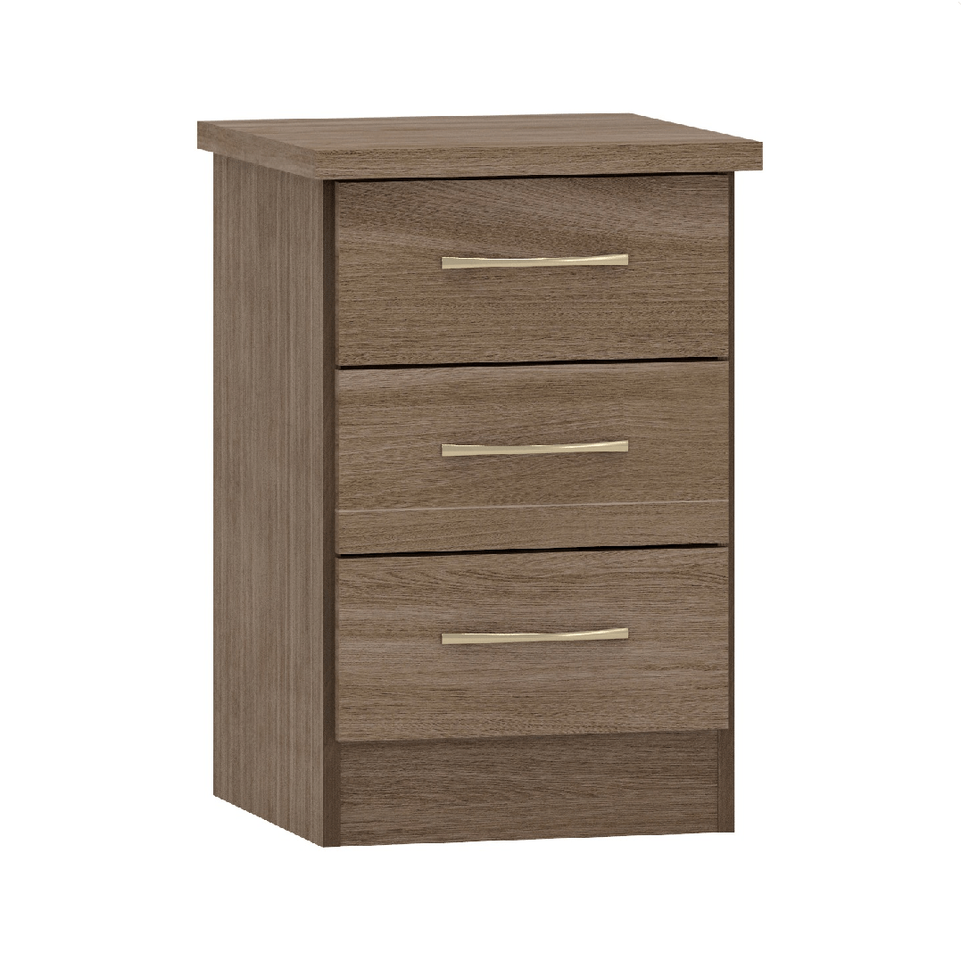 Nevada 3 Drawer Bedside Cabinet - Seconique