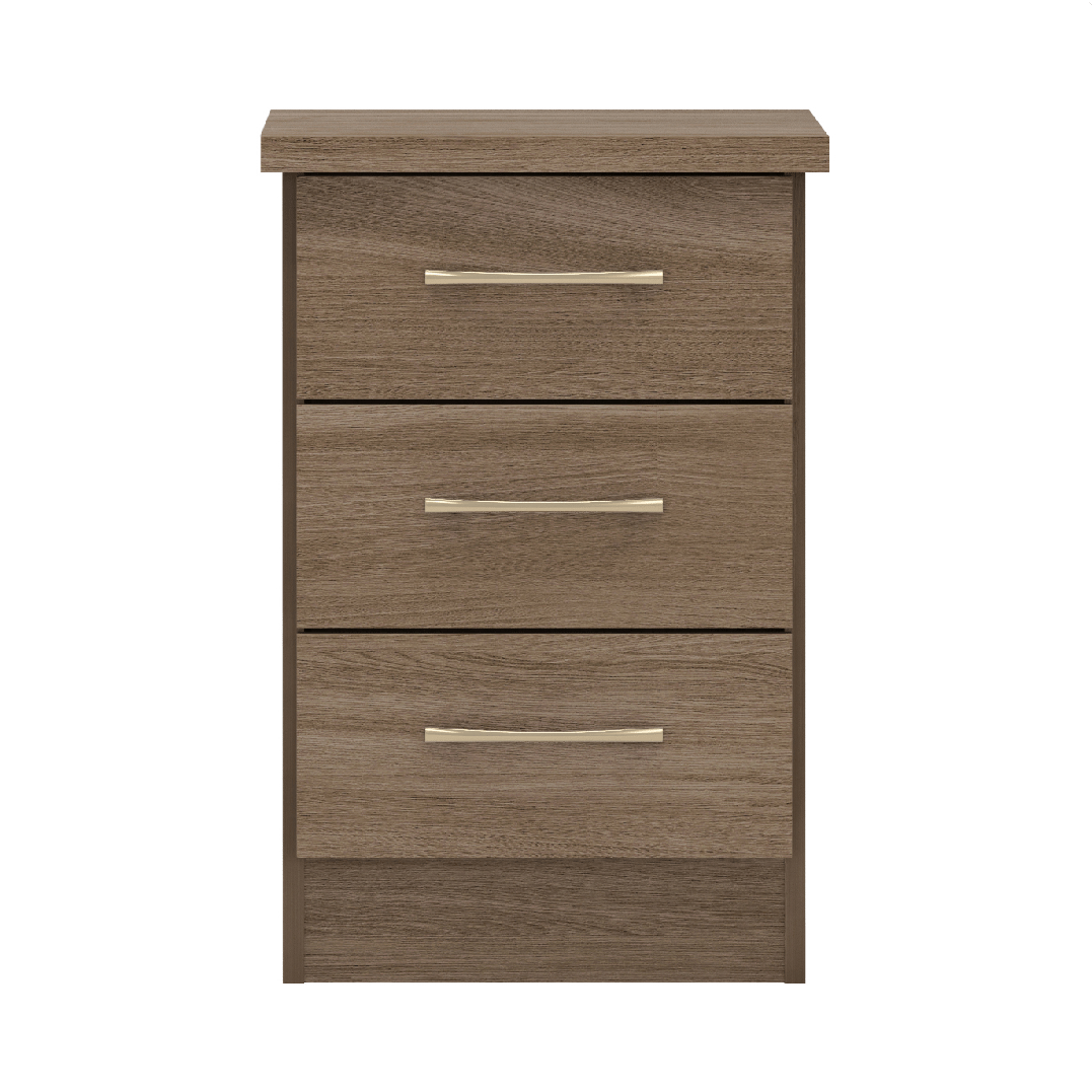 Nevada 3 Drawer Bedside Cabinet - Seconique